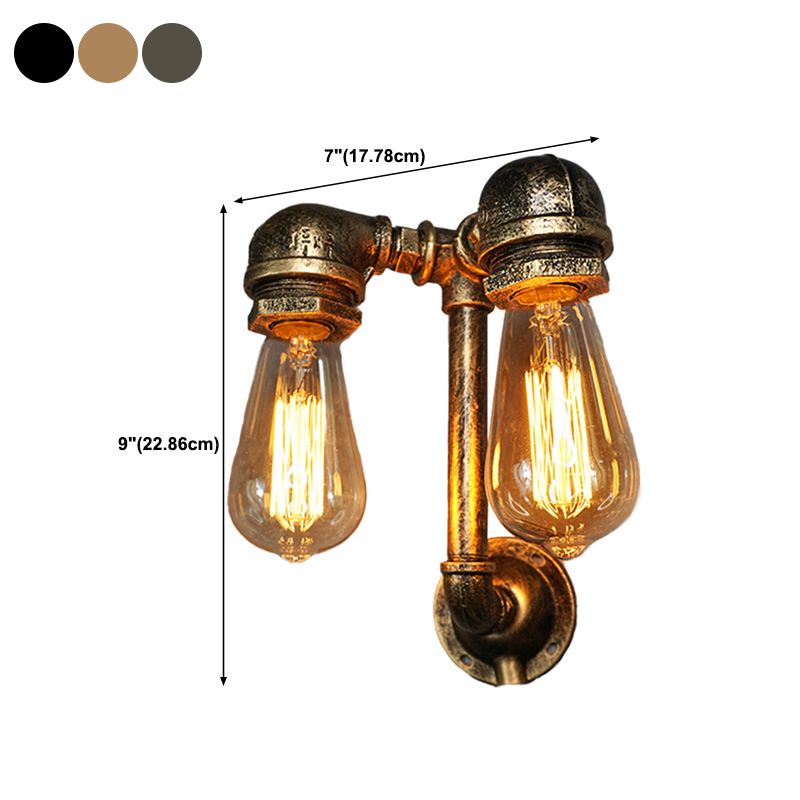 Industrial Wall Sconce Pipe Shape 2 Light Wall Light Sconces for Living Room