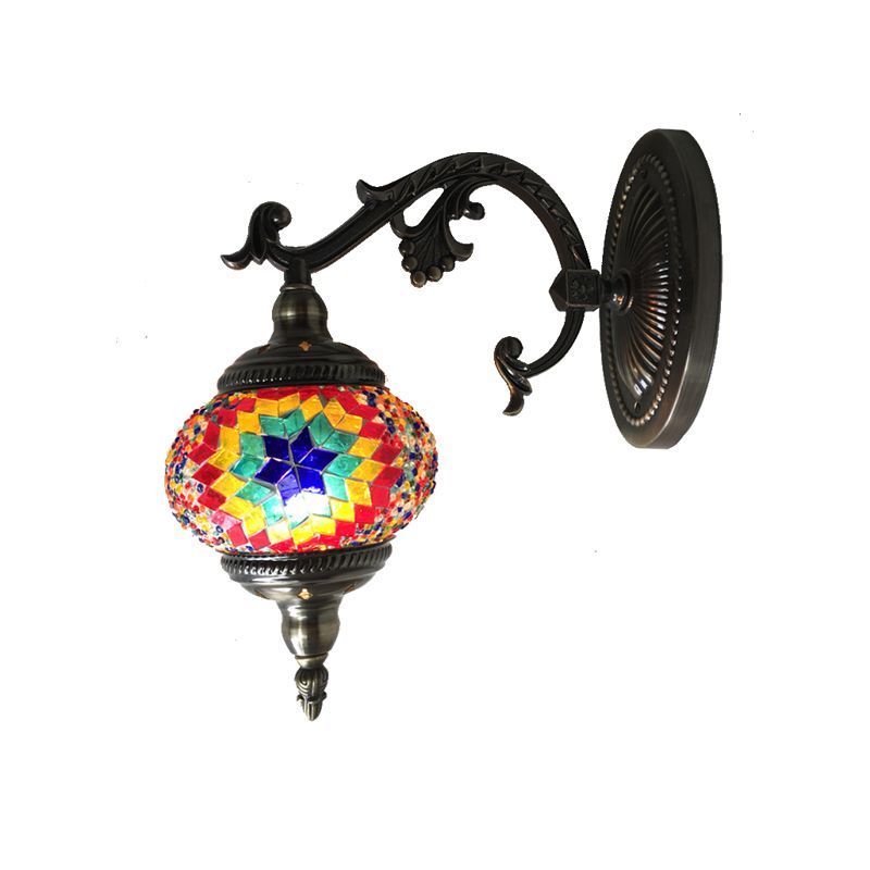 Sphere Sconce Lighting Vintage Pink/Blue Glass 1 Head Wall Lamp Fixture for Living Room