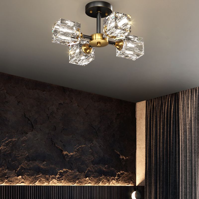 Plafonnier Crystal Simplicity, lampe encastrée à plusieurs têtes pour chambre à coucher