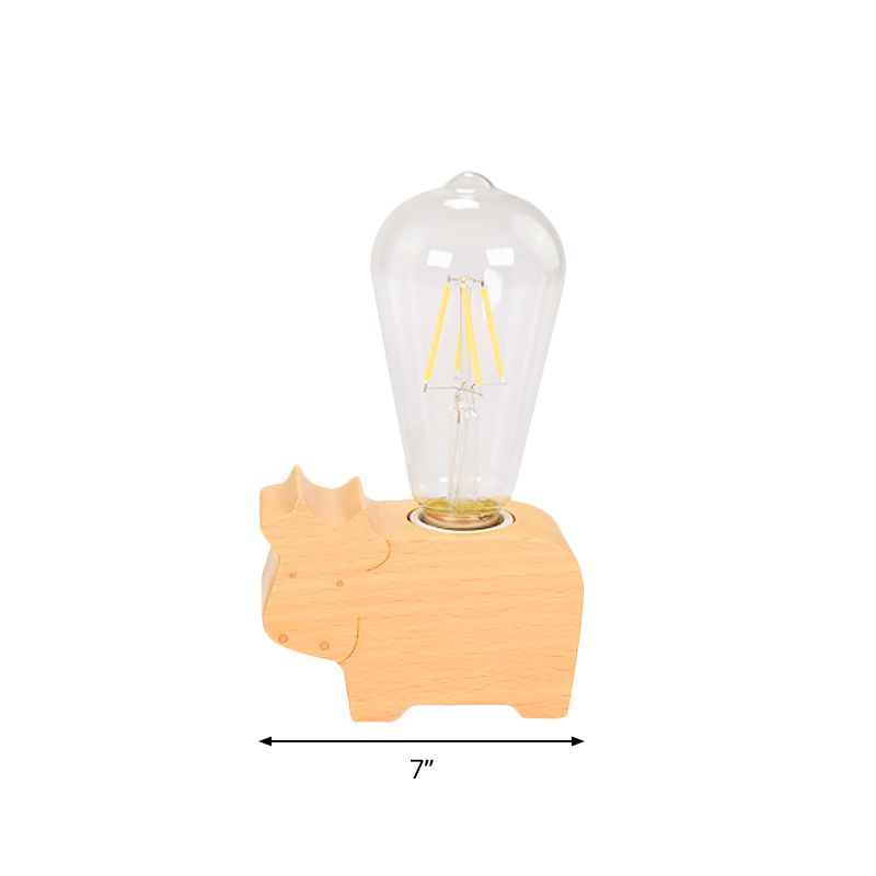 Modern Single Bulb Reading Lamp with Glass Shade Beige Sheep/Elephant/Cow Small Desk Lamp for Bedroom