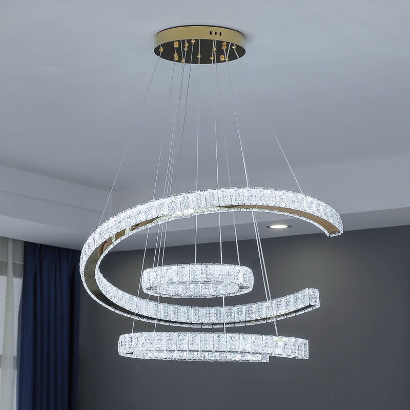 Contemporary Ceiling Pendant Light Crystal Ceiling Hung Fixtures for Living Room