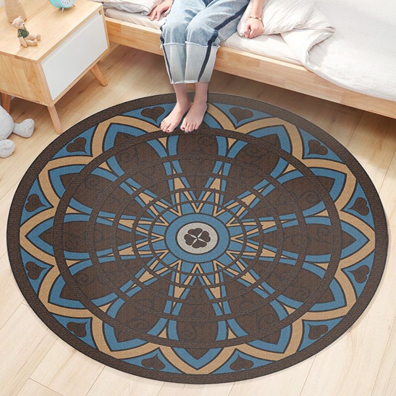 Classic Flower Patterned Rug Multicolor Bohemian Rug Polypropylene Washable Stain Resistant Non-Slip Backing Rug for Home