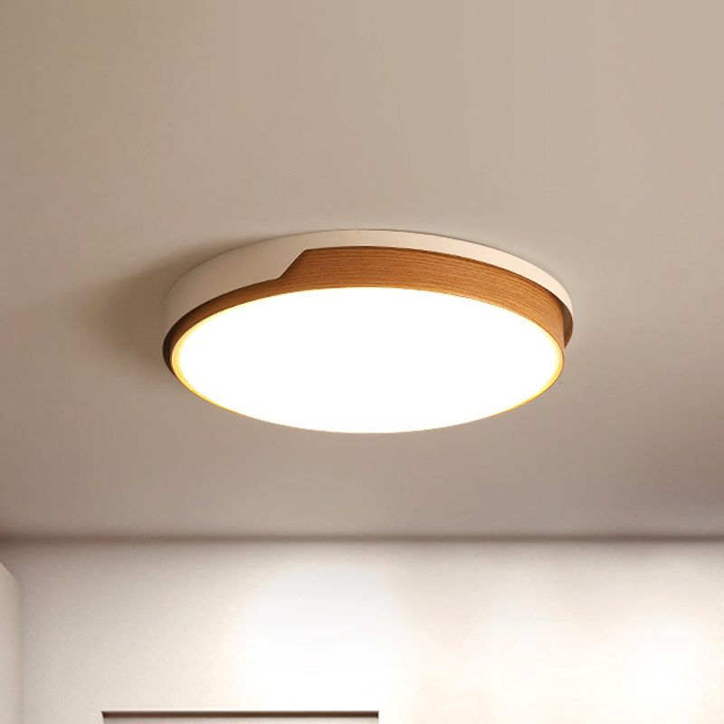 Flat Panel Round Flush Mount Light Modern Acrylic LED Ceiling Light in White for Dining Room