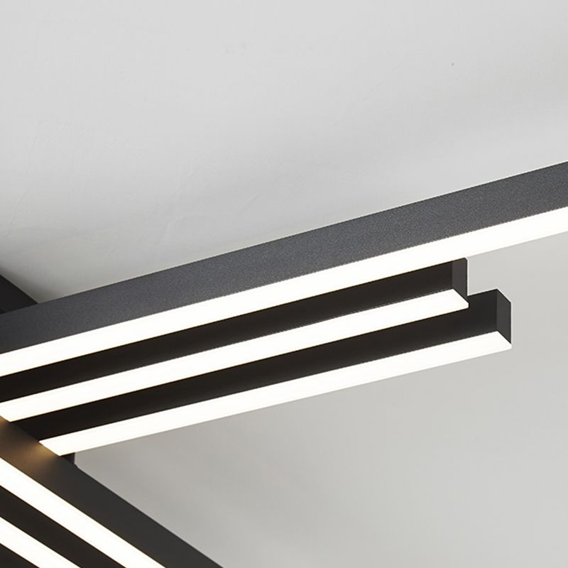 Luz de techo LED negra acrílica en soporte empotrado lineal de aluminio de estilo conciso moderno para dormitorio