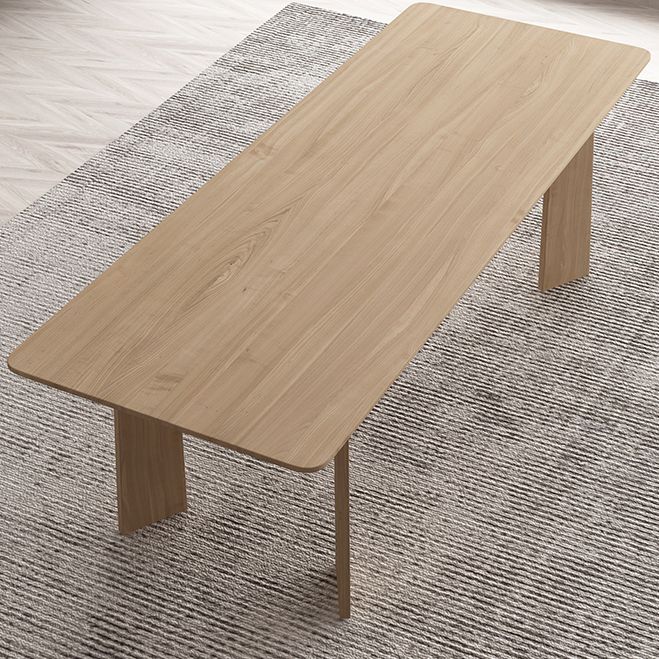 Simple Kitchen Standard Dining Table Solid Wood Khaki Dining Table with 4 Legs Base