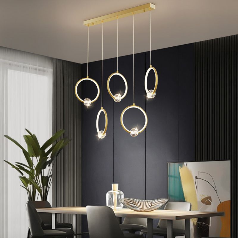 Modern Style Round Shade Hanging Light Crystal Light Pendant Lamp for Dining Room