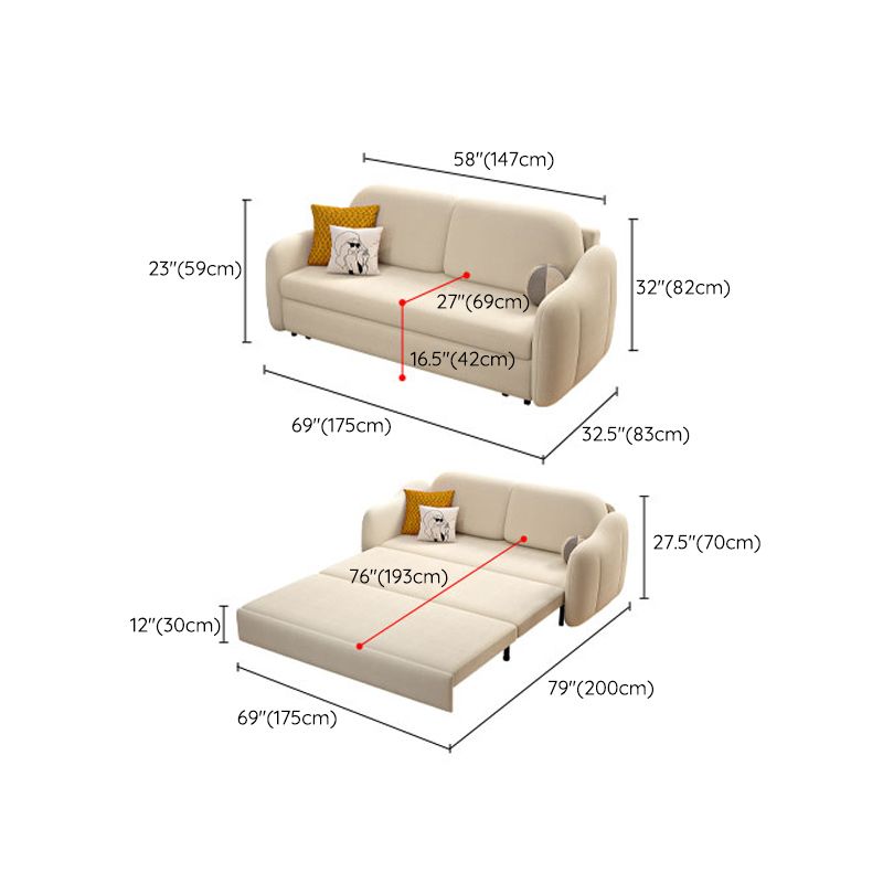 Beige Cushion Back Futon Foldable Pillow Included Sleeper Sofa