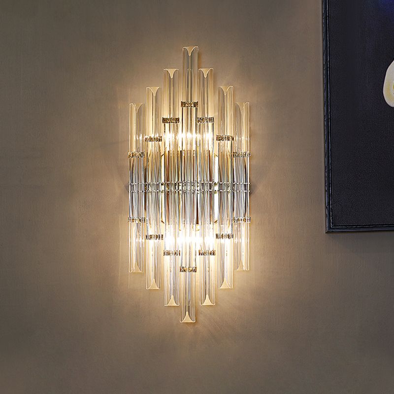 Unique Shade Crystal Wall Sconce Modern Style 2 Lights Wall Mount Lighting in Gold