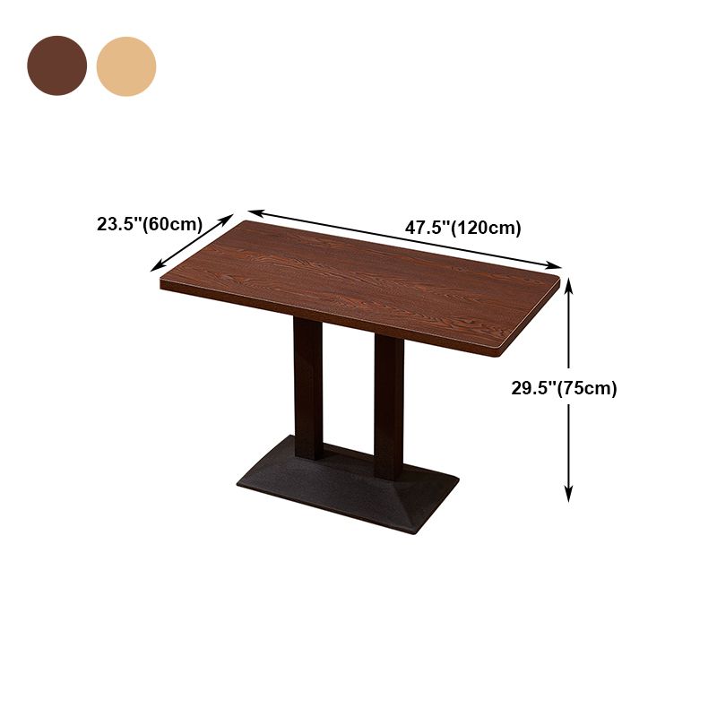 Industrial Wooden Table for Restaurant Dining Table with Pedestal Base in Black