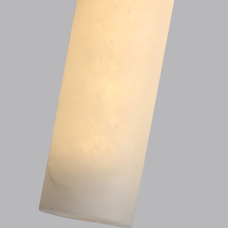 Cylinder Hanging Light Fixture Modern 1-Light White Suspension Lamp with Stone Shade