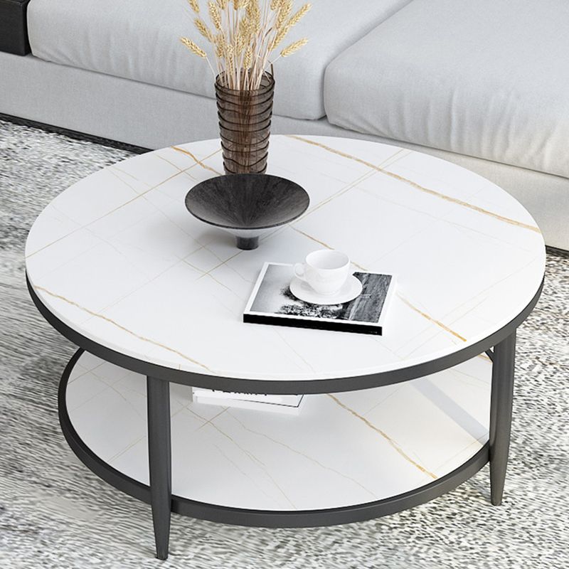 Glam Round 4 Legs Coffee Table Slate Top Coffee Cocktail Table