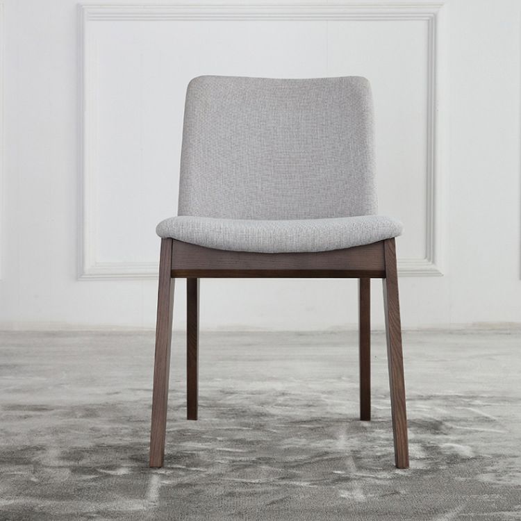 White Upholstered Dining Chairs Kitchen Dining Armless Chair with Wood Legs