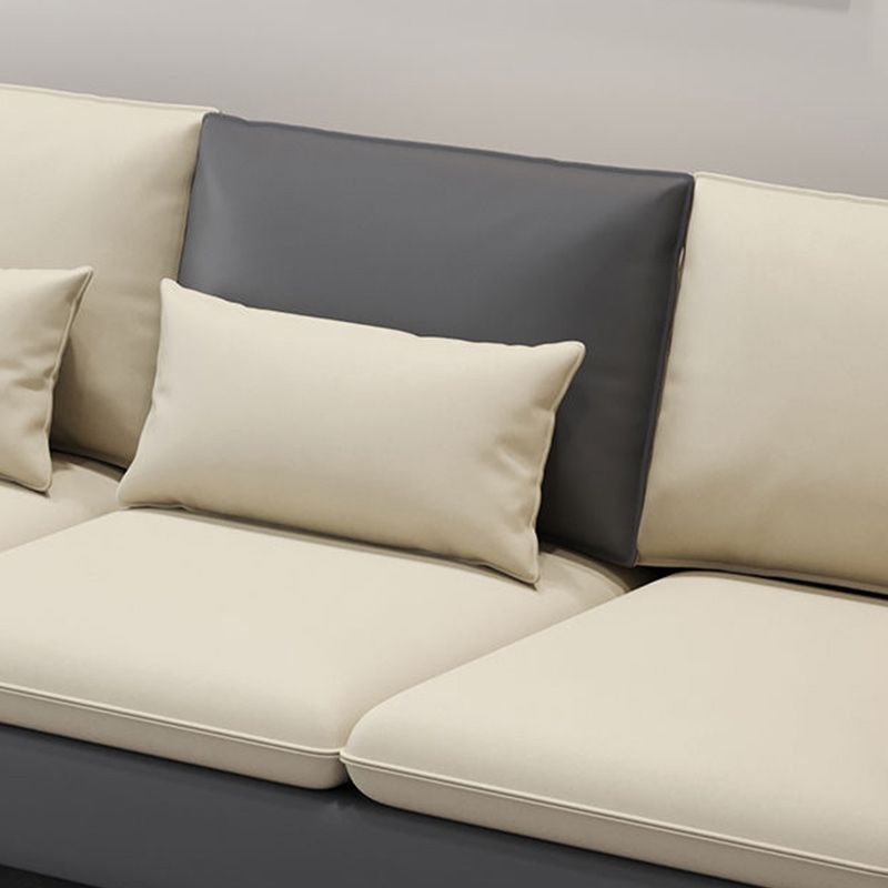 106.3" W Square Arm Sofa & Chaise, Faux Leather Sectional Sofa
