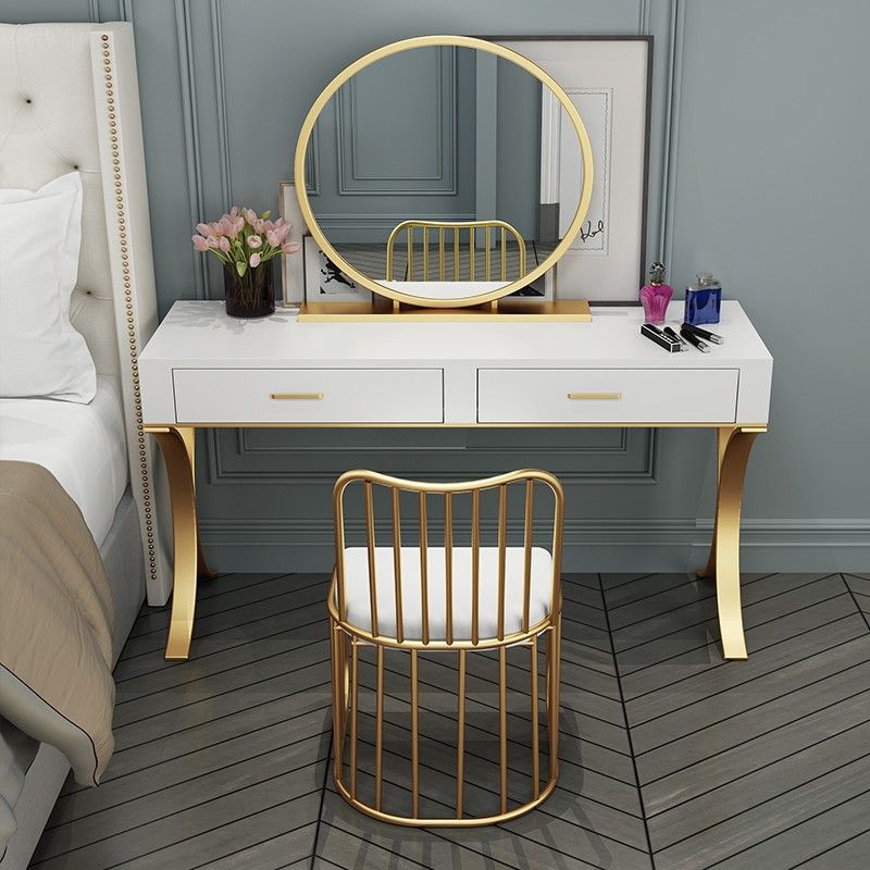 15.74" Wide Bedroom Dressing Table in White Make-up Vanity with 4 Drawers