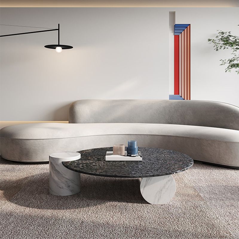 Tropical Round Cocktail Table Glass Pedestal Single Coffee Table