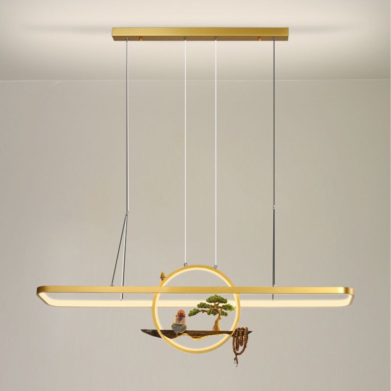 Aluminum Hanging Lights Rectangular Island Lighting Fixture for Dining Room