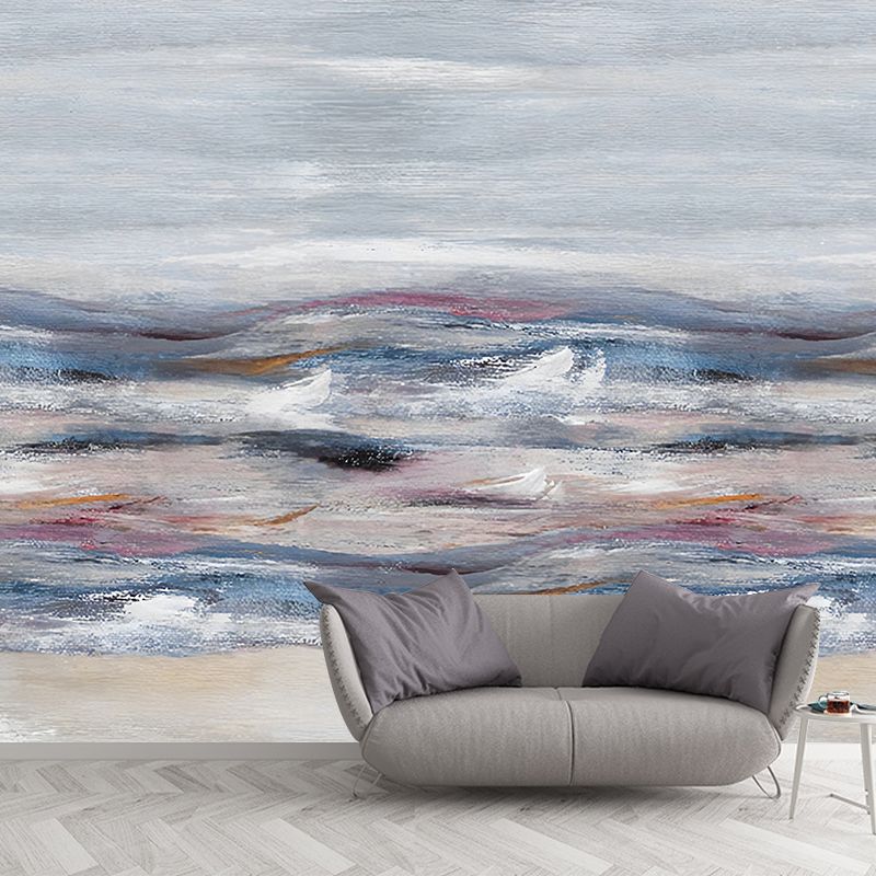 Blue and Purple Simplicity Mural Wallpaper Custom-Printed Ombre Wall Art for Study Room