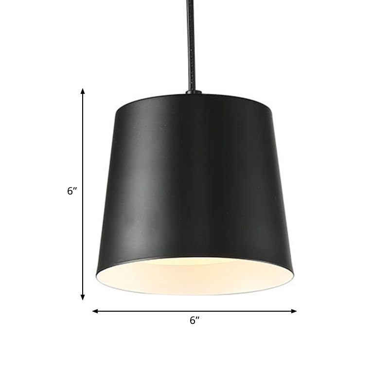 Barrel Iron Down Lighting Modernist LED Black Hanging Ceiling Lamp for Restaurant with Acrylic Diffuser