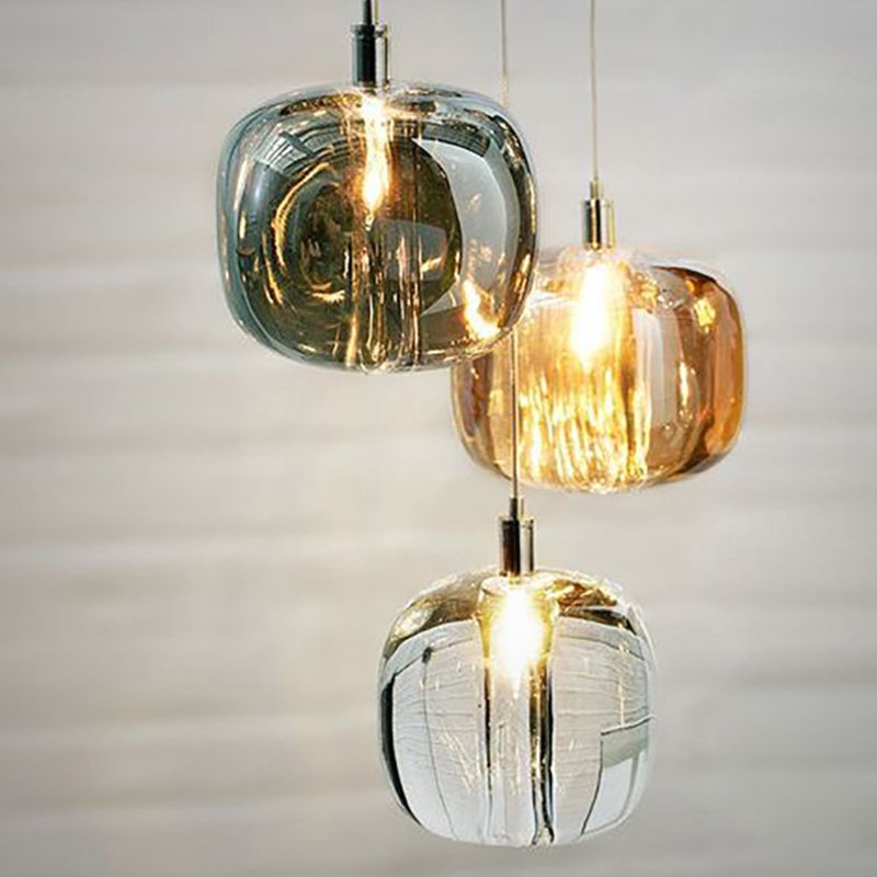 Glass Block Ceiling Pendant Light 1 Light Creative Hanging Light for Living Room Bar