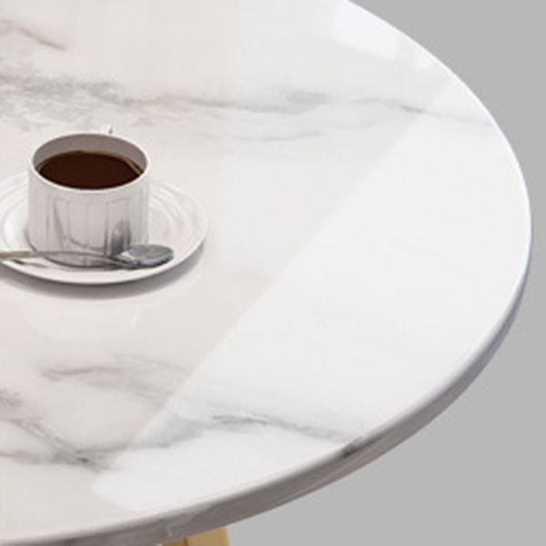 Round Stone Top Table Contemporary Style Steel Base Dining Table