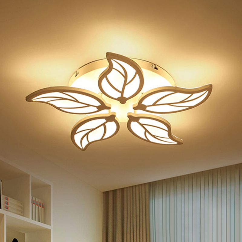 1/2-Tier Leaf Acrylic Flush Light Fixture Contemporary White LED Ceiling Lamp in Warm/White Light, 22"/27" Wide