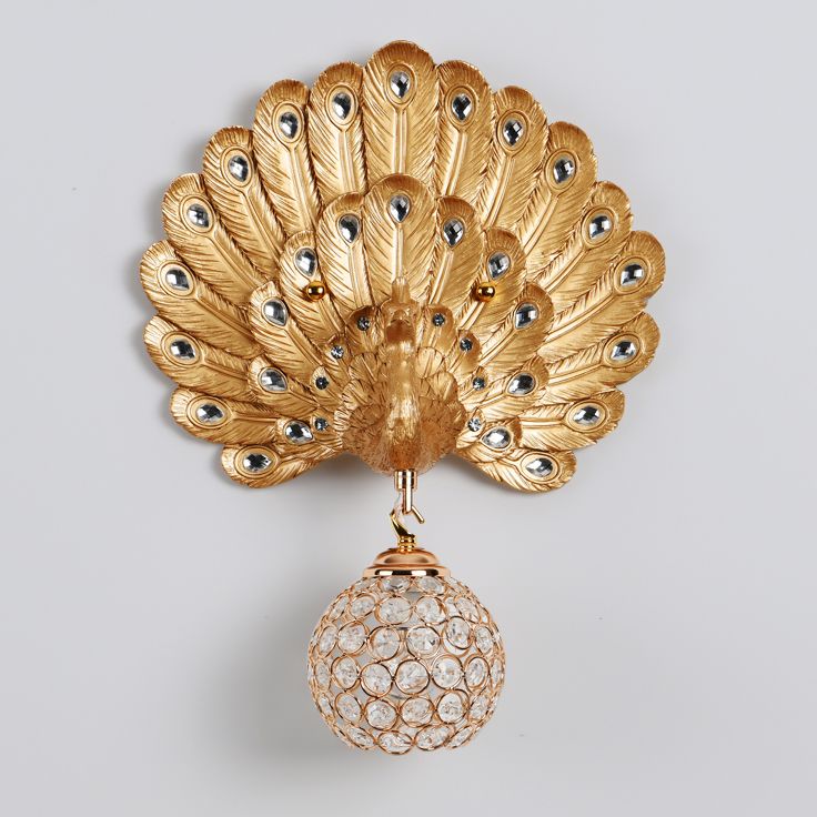 Peacock-Wandmontaglampe moderne 1-Licht-Wandleuchte mit klarem Kristallschatten