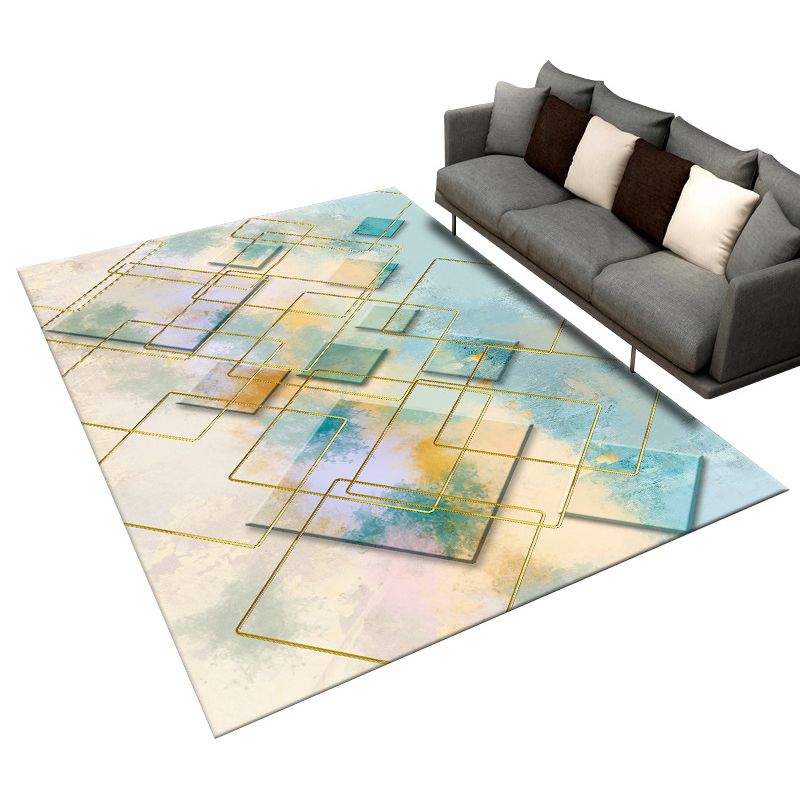 Dark Gray Diamond Print Rug Polyester Simple Rug Stain Resistant Rug for Drawing Room