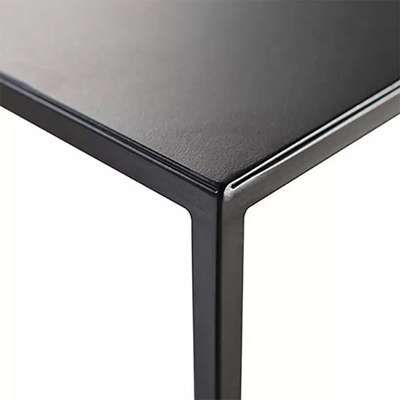Mid-Century Modern Iron Coffee Table Black Finish Square Cocktail Table