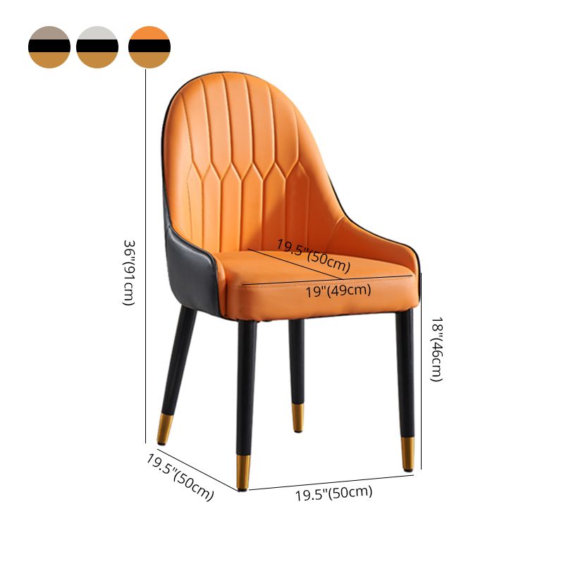Glam Wood Dining Arm Chairs Faux Leather Dining Chairs for Restaurant Use (Set of 2)