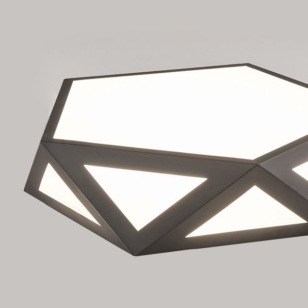 Plafonnier hexagonal en métal à montage encastré, luminaire LED simple à encastrer en noir