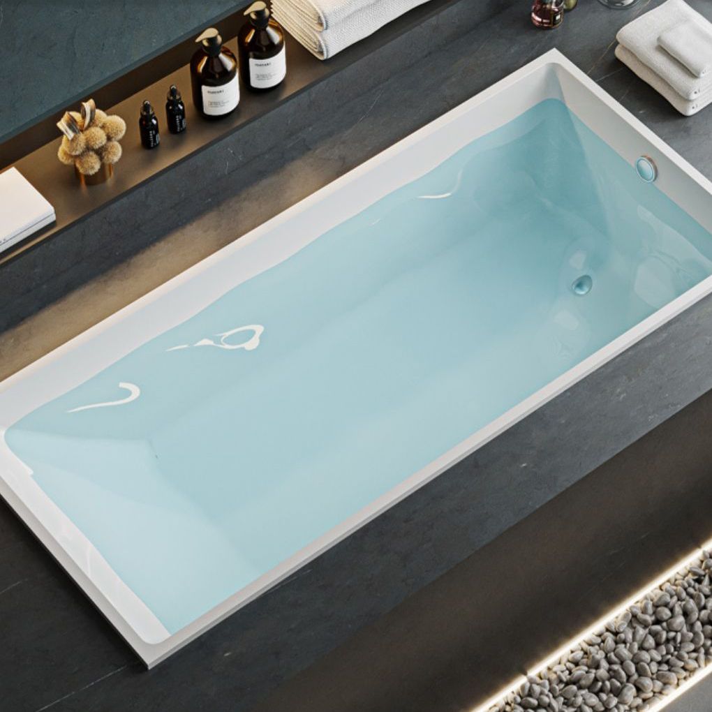 Contemporary Drop-in Soaking Bathtub Rectangle Acrylic Bathtub in White