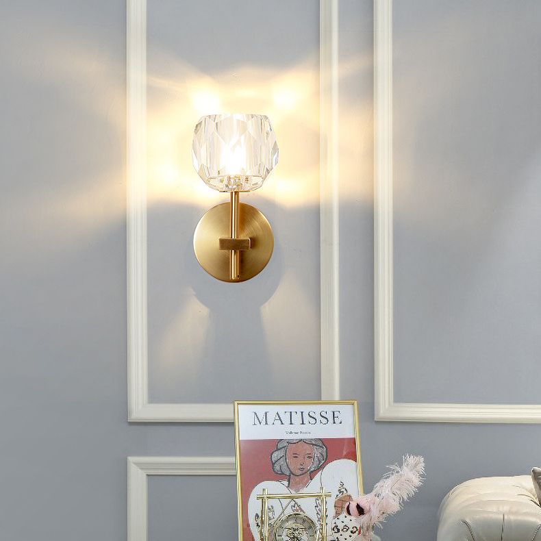 Mid-Century Armed Wall Lighting Ideas 1 Light Wall Sconces with Crystal Shade