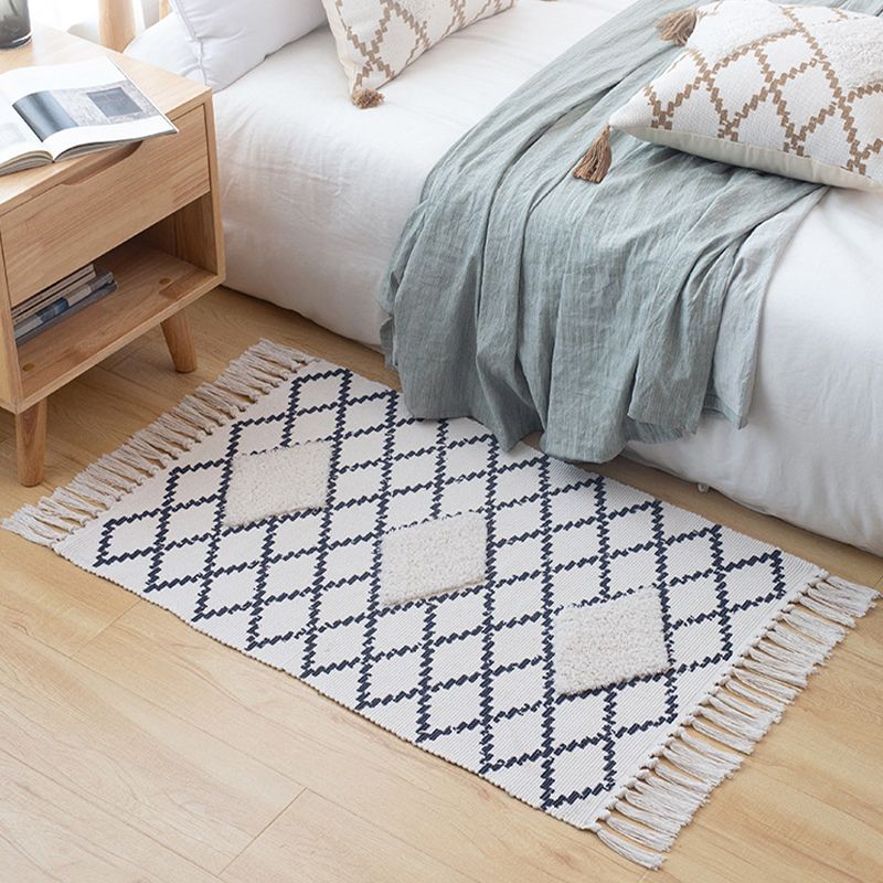 Bohemian Rhombus Indoor Teppich Multi -Farb -Baumwollteppich Haustierfreundlicher Raum Teppich für Zuhause
