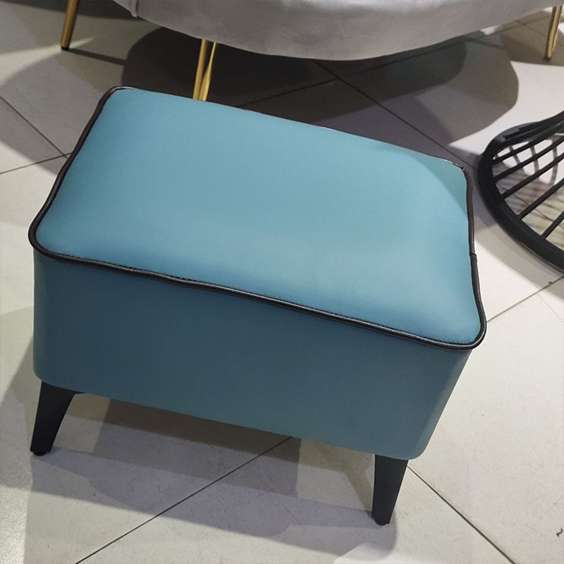 Mid-Century Modern Pouf Ottoman Faux Leather Upholstered Rectangle Ottoman with Chair Legs