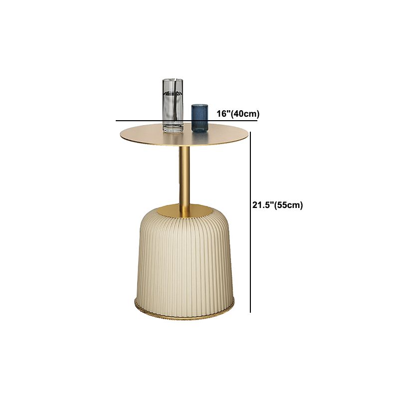 Glam Stone Top Coffee Table Pedestal Round Cocktail Table in White