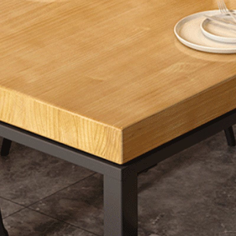 Pine Wood Top Dining Table Industrial Rectangle Table with Trestle Base