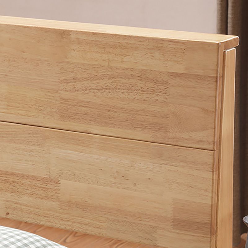 Scandinavian Rubberwood Queen & King Panel Bed Low Bed Frame with Headboard