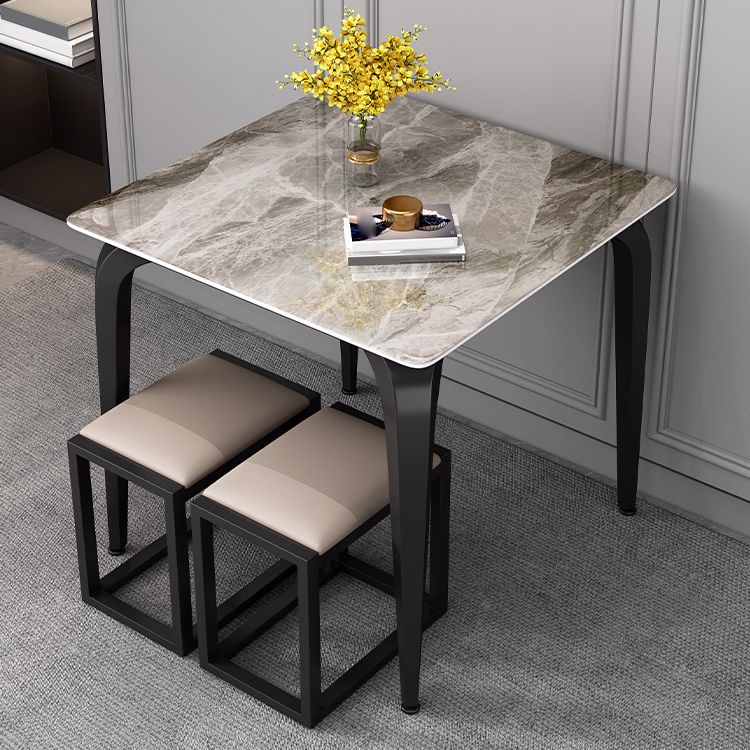 Industrial Sintered Stone Dining Table Metal Dining Table for Dining Room