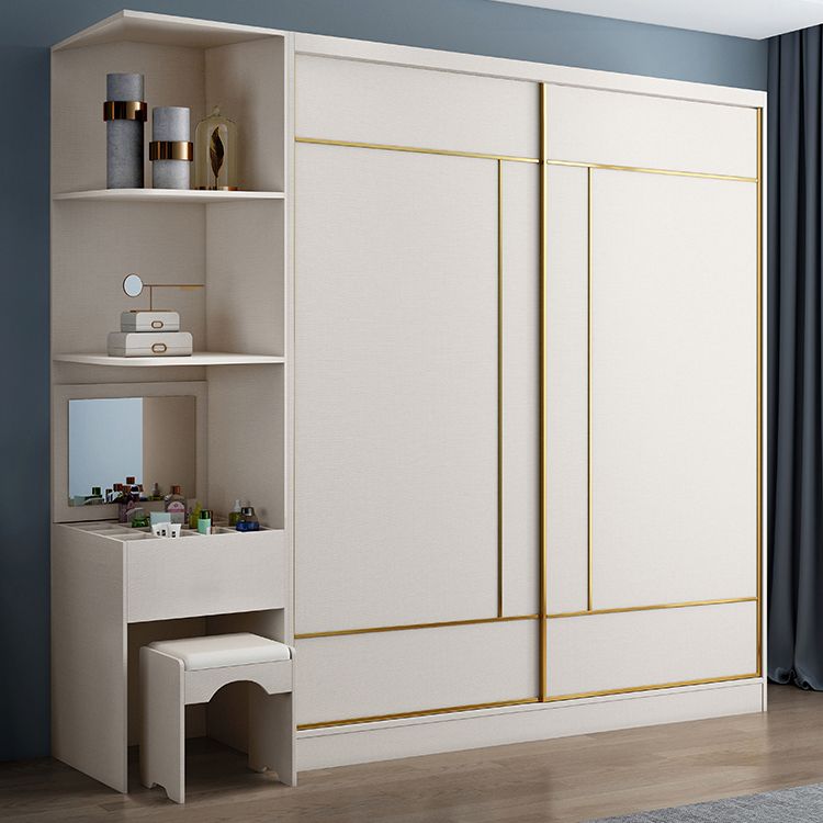 White Colour Wooden Wardrobe Cloth Rod Included Wardrobe Closet for Home