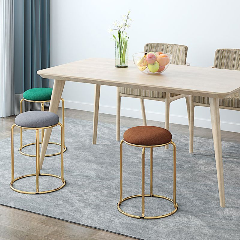 Glam Standard Ottoman Fade Resistant Velvet Mental Leg Solid Color Round Ottoman