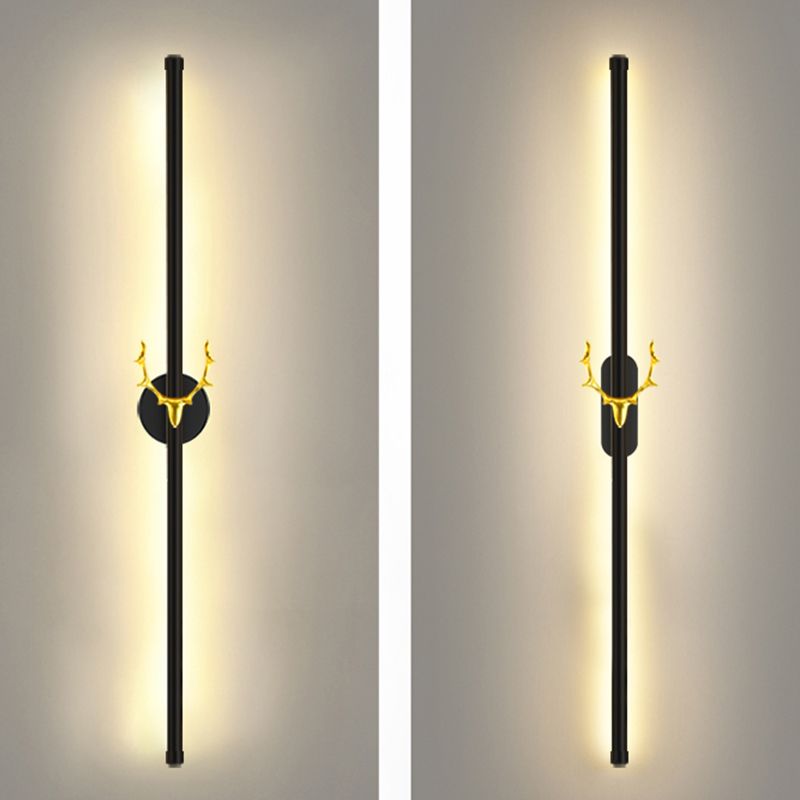 Minimalist Aluminum Wall Light Black Straight LED Wall Sconce for Living Room