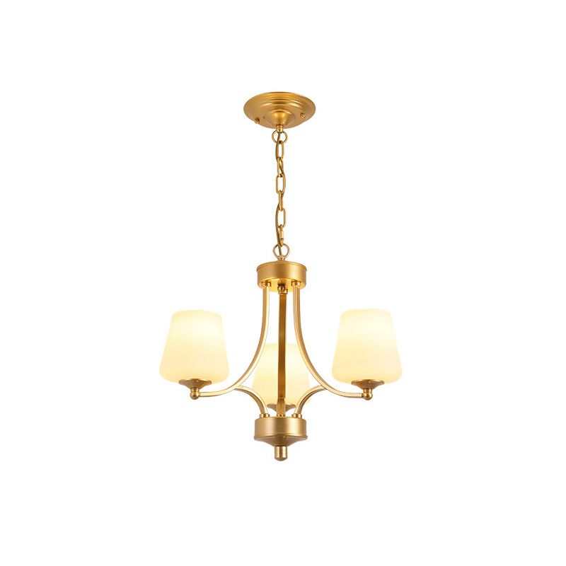 Industrial Chandelier Hanging Light Fixture with Glass Shade for Living Room