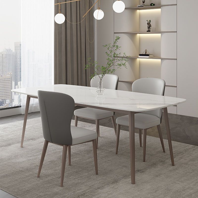 Designer Dining Set 1/2/4/5/7 Pieces Stone and Metal Dinette Set in White