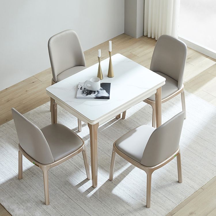 Modern Stone Scalable Dining Table Wood Legs for Dining Room