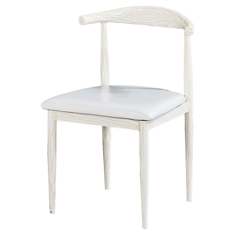 Contemporary Home Side Chair Open Back Metal Dining Room Chair Upholstered