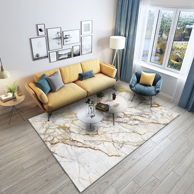 Trendy Abtract Print Rug Beige Polypropylene Area Carpet Anti-Slip Backing Pet Friendly Easy Care Indoor Rug for Parlor