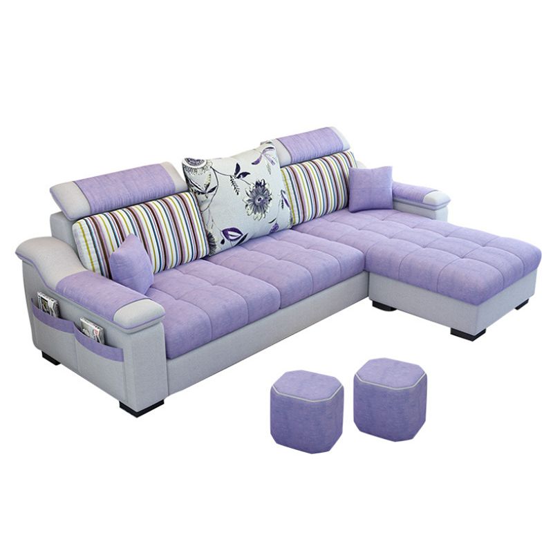 Modern Pillows Pillow Top Arm Living Room Fabric with Storage Seating