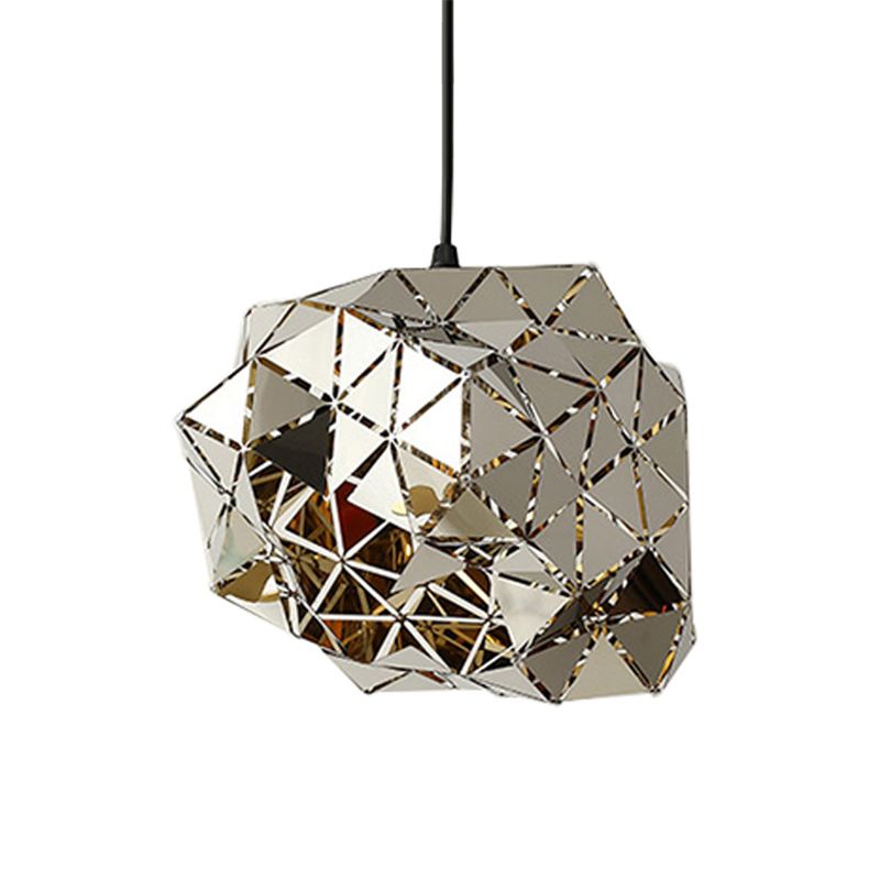 Stainless Steel Laser Cut Panel Pendant Modern Novelty 1-Light Silver Hanging Light Fixture, 10"/14" Width
