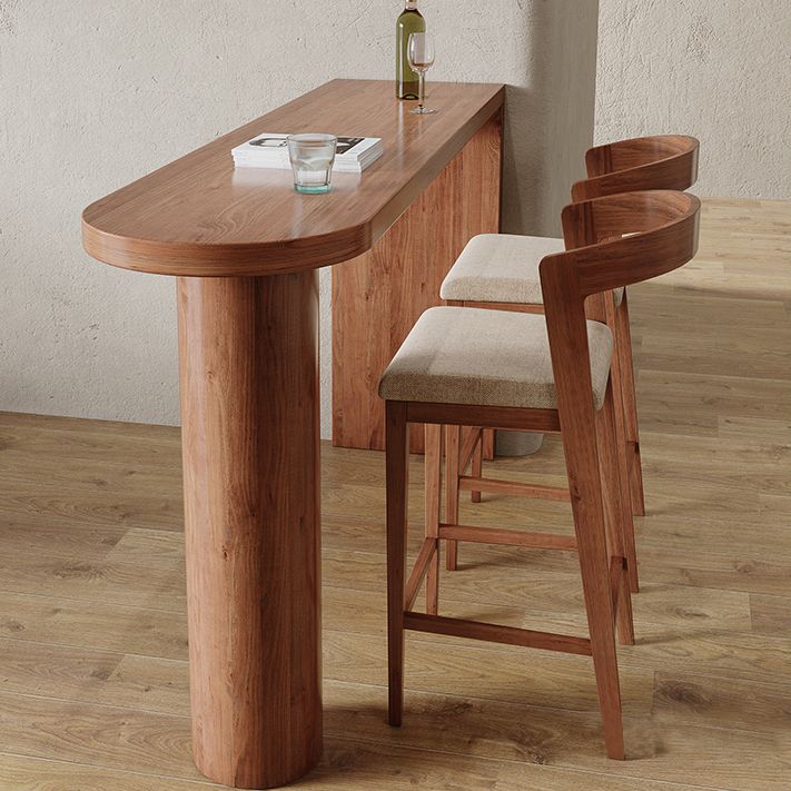 Brown Wood Pub Table with Specialty Table Top Double Pedestal Table - 41.3" H