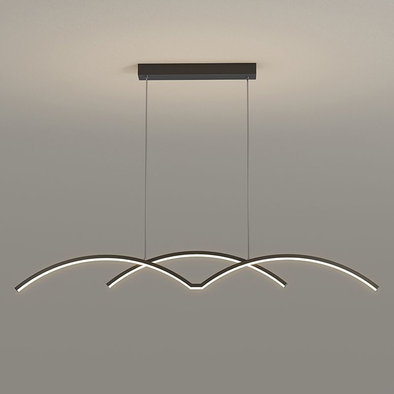 2 Light Linear Island Lights Contemporary Metal Island Pendants for Kitchen